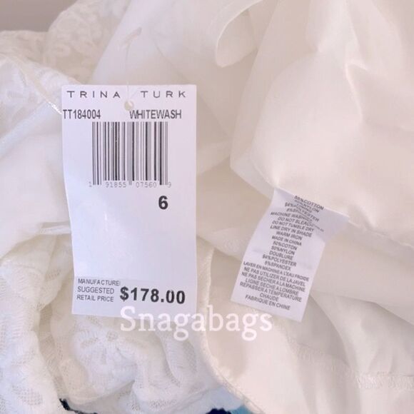 TRINA TURK NWT V NECK PEPLUM LACE DRESS WHITE WASH ALL OCCASION - Picture 8 of 9